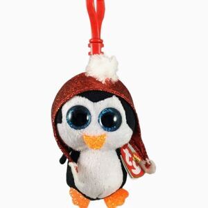 Ty Beanie Boos Gale the Penguin 2019 Christmas Plastic Key Clip Plush Clip On Pl